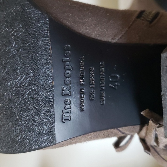 The Kooples fringe buckle genuine leather ankle booties, gray, women's 40 - Picture 10 of 12